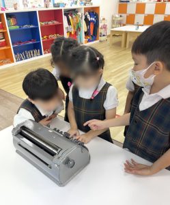 A unique opportunity for students to experience typing on a Perkins Brailler.