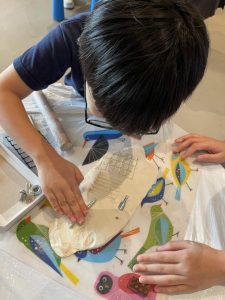 They created textures on it using different tools like Lego blocks, screws, bottle caps and many more, they cut and molded their final product by using a cookie cutter of their choice.