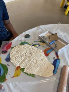 They created textures on it using different tools like Lego blocks, screws, bottle caps and many more, they cut and molded their final product by using a cookie cutter of their choice.